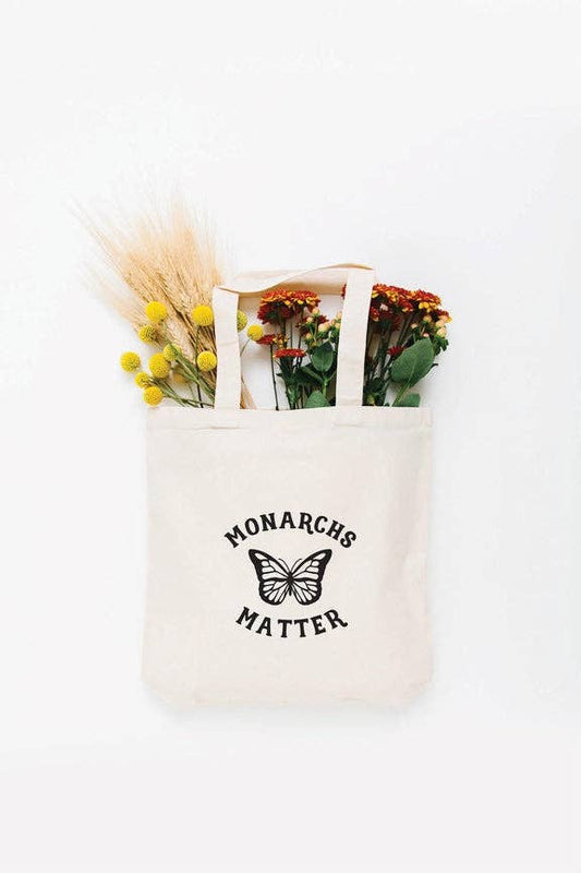 Monarchs Matter Butterfly Eco Friendly Canvas Tote Bag | Gift | Reusable Bag: CREAM