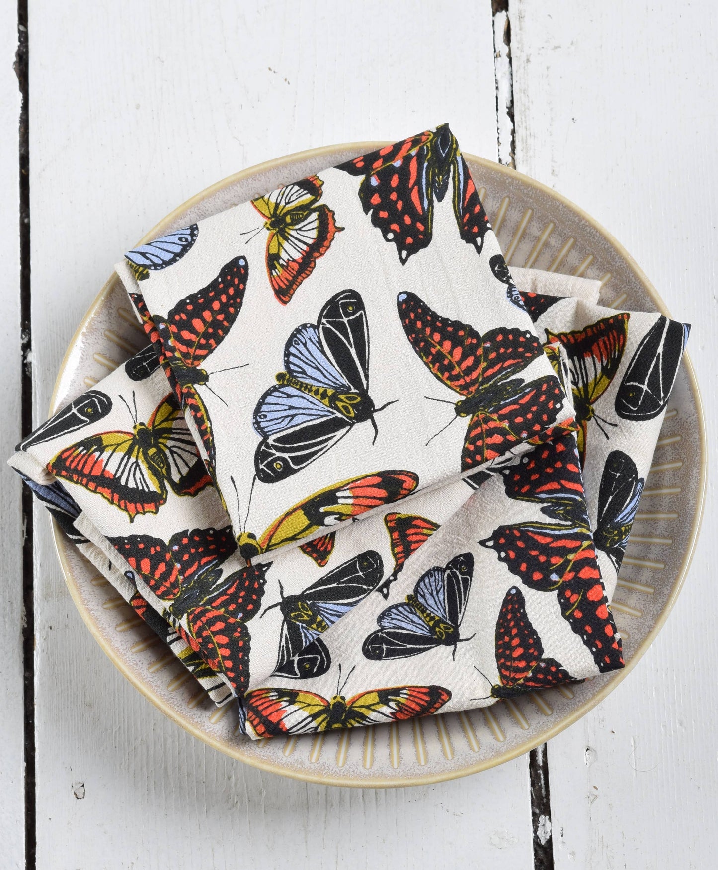Organic Cotton Butterfly Napkins - 20" x 20" - Blue Orange