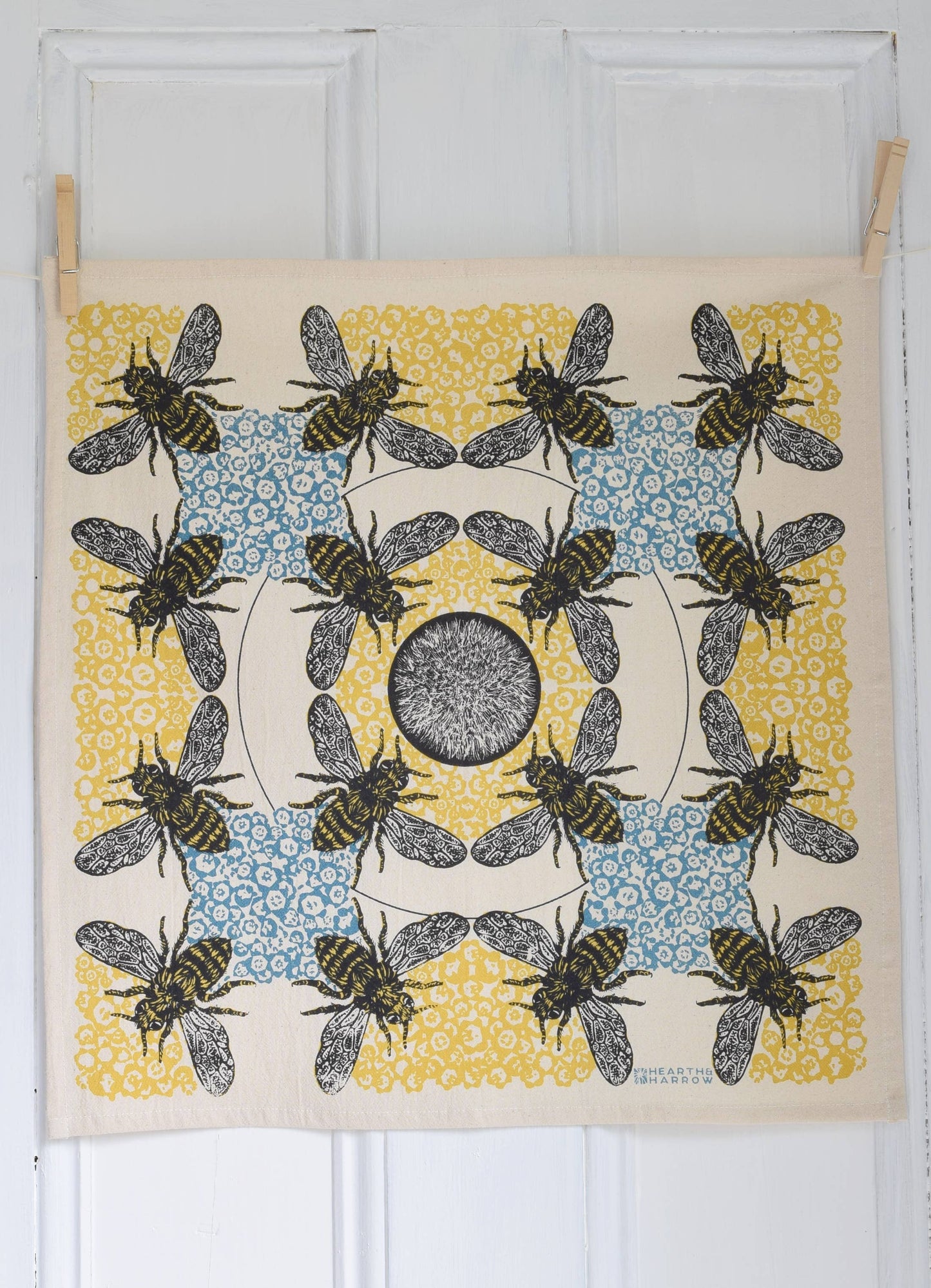 4 Organic Cotton Honeybee Napkins - 20" x 20" - Multicolor