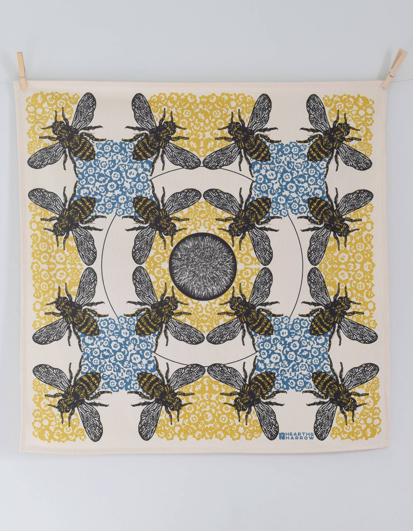 Honeybee Tea Towel - Organic Cotton - Oversized 30 x 30