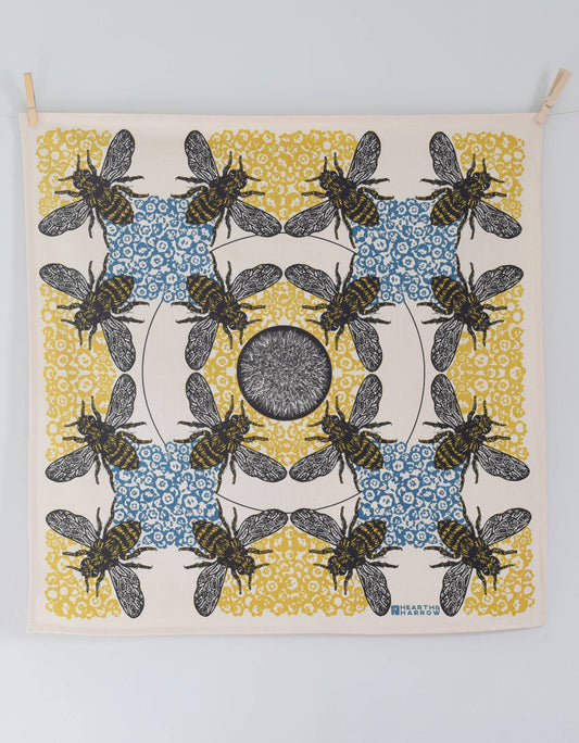 Honeybee Tea Towel - Organic Cotton - Oversized 30 x 30