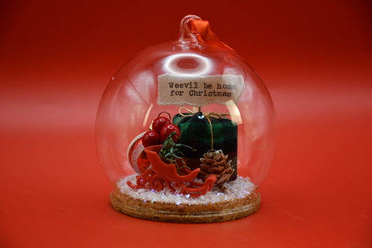 "Weevil be home for Christmas" Weevil Beetle Glass Dome Ornament