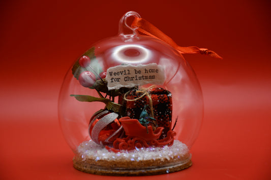 "Weevil be home for Christmas" Weevil Beetle Glass Dome Ornament
