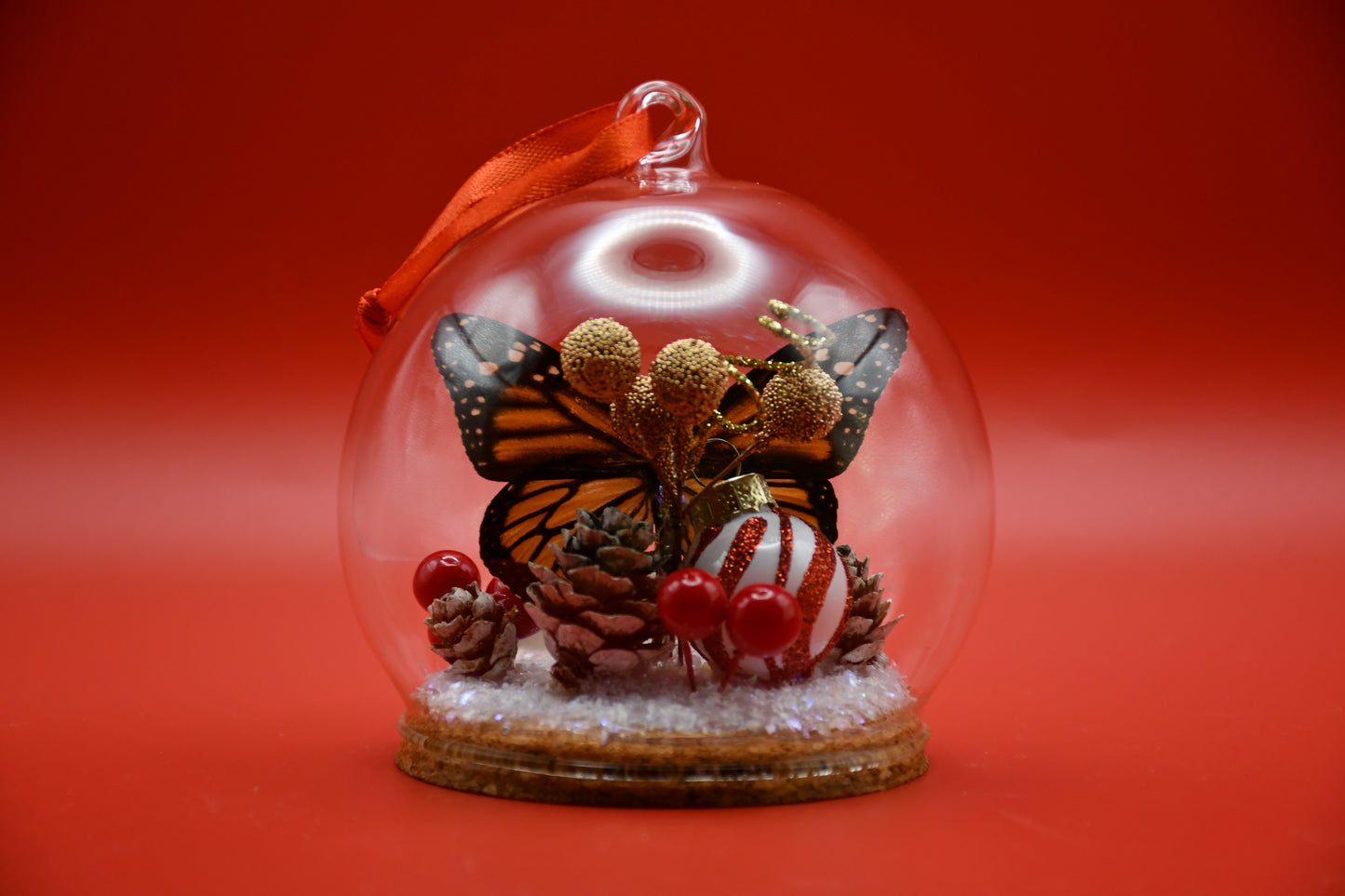 Monarch Butterfly Glass Dome Ornament