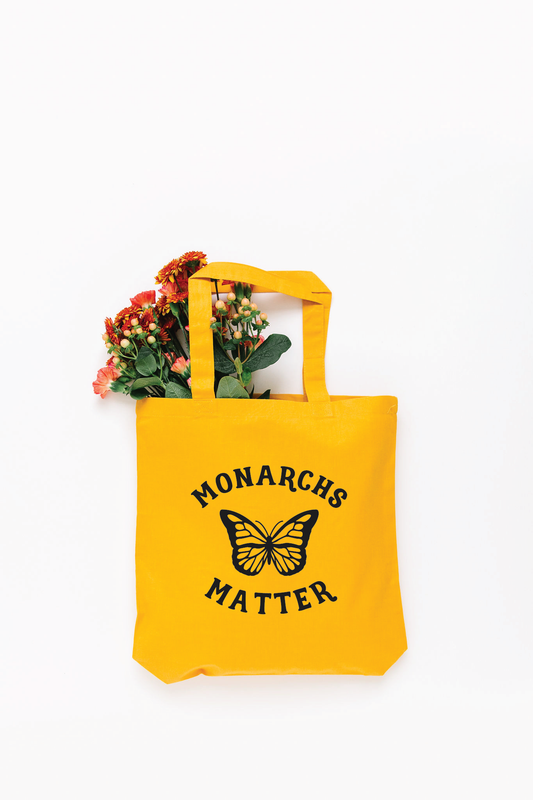 Monarchs Matter Butterfly Eco Friendly Canvas Tote Bag | Gift | Reusable Bag: GOLD
