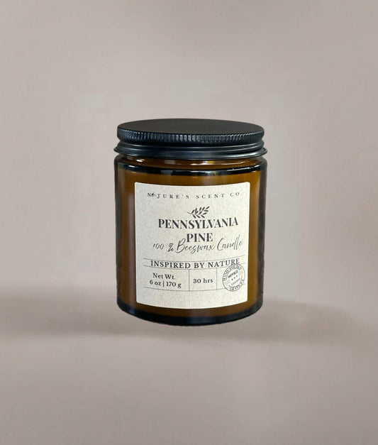 Pennsylvania Pine Beeswax Woodwick Candle: 8 oz (40 hr burn time)