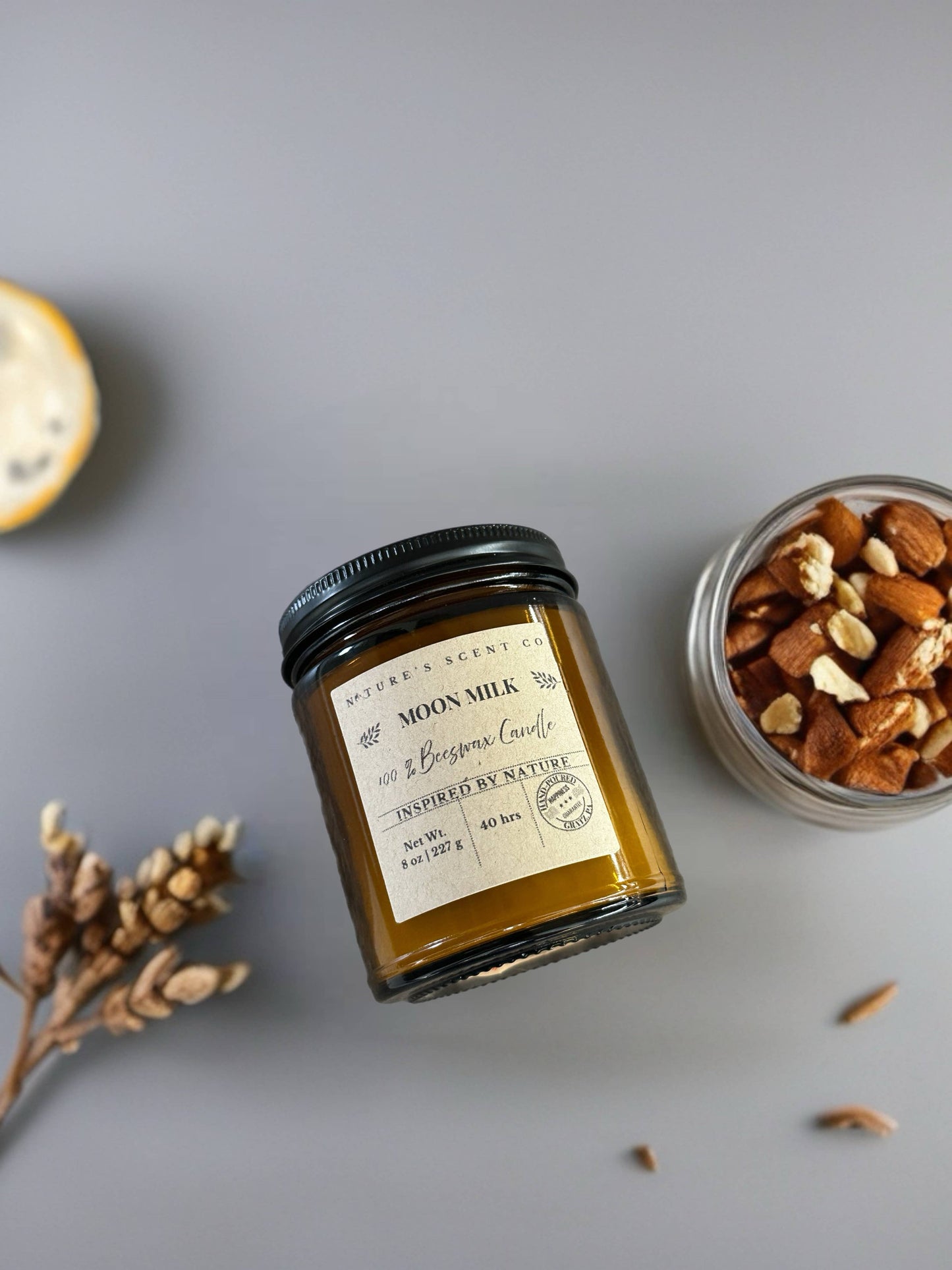 Moon Milk Beeswax Woodwick Candle: 8 oz. (40 hr burn time)