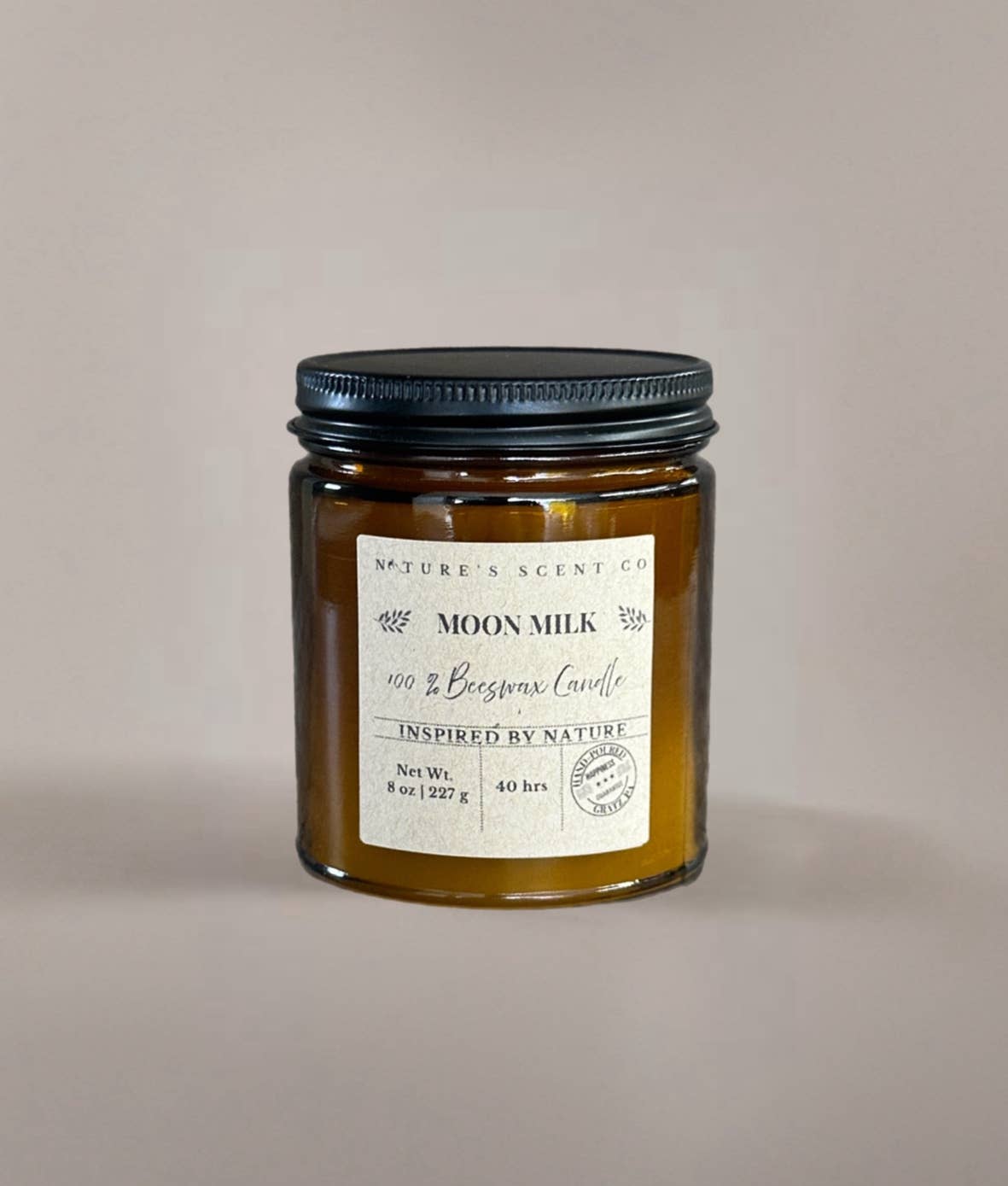 Moon Milk Beeswax Woodwick Candle: 8 oz. (40 hr burn time)